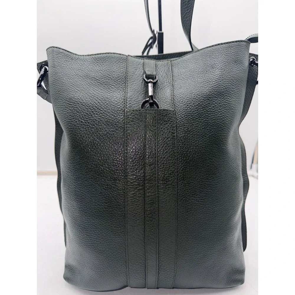 Aquatalia Italian Pebbled Leather Forest Green Convertible Tote Crossbody Bag